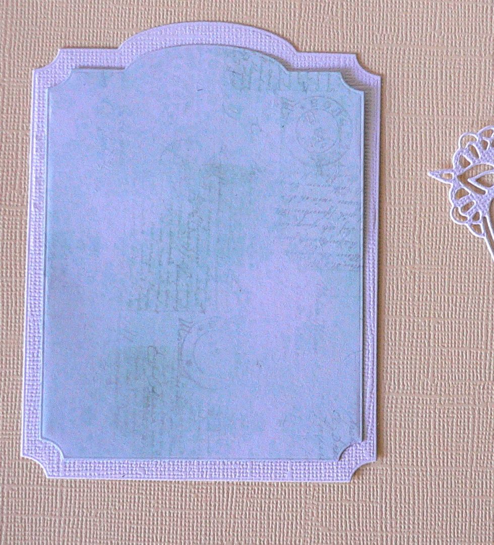 Over lay these two cutouts and adhere with double sided tape, adhere this to the top front half of card