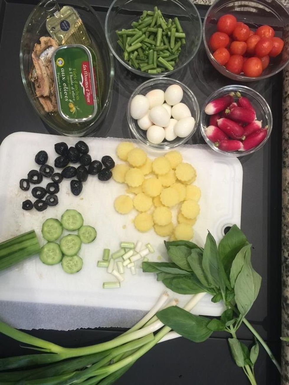 Over look of the prepared ingredients