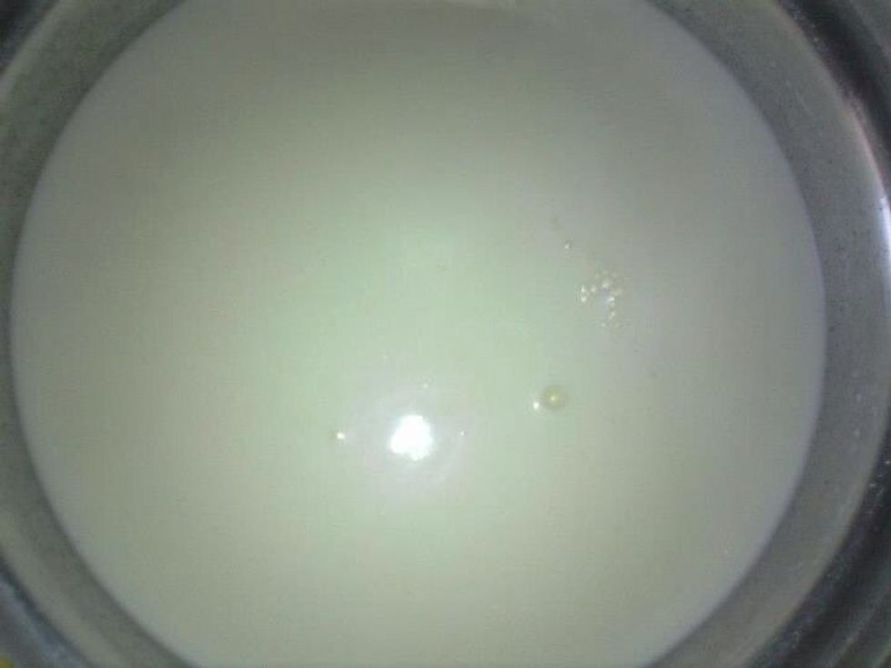 Over medium heat put milk