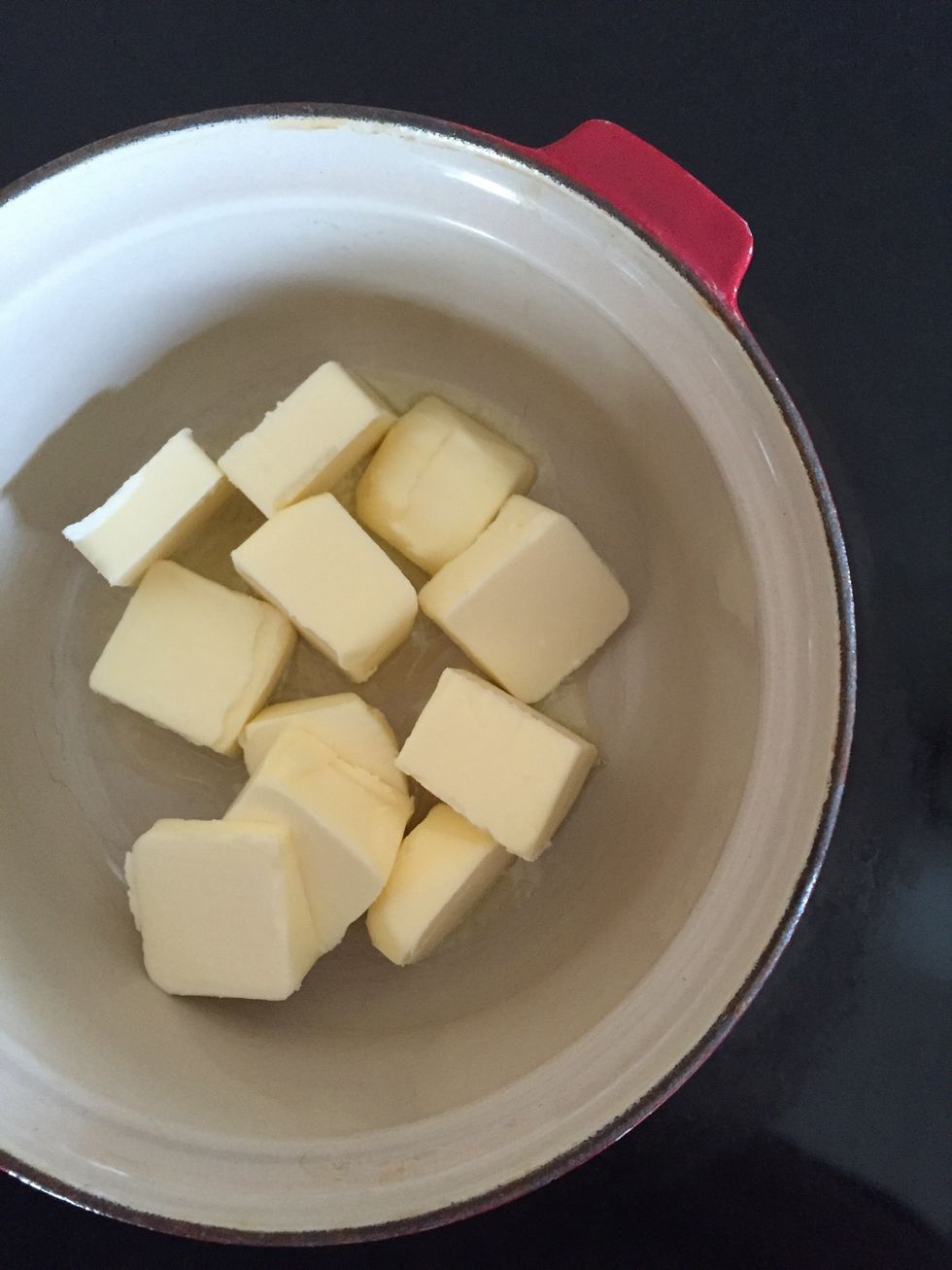 Over medium low heat, melt butter until it becomes fragrant and browned. This may take a few minutes. Up to ten