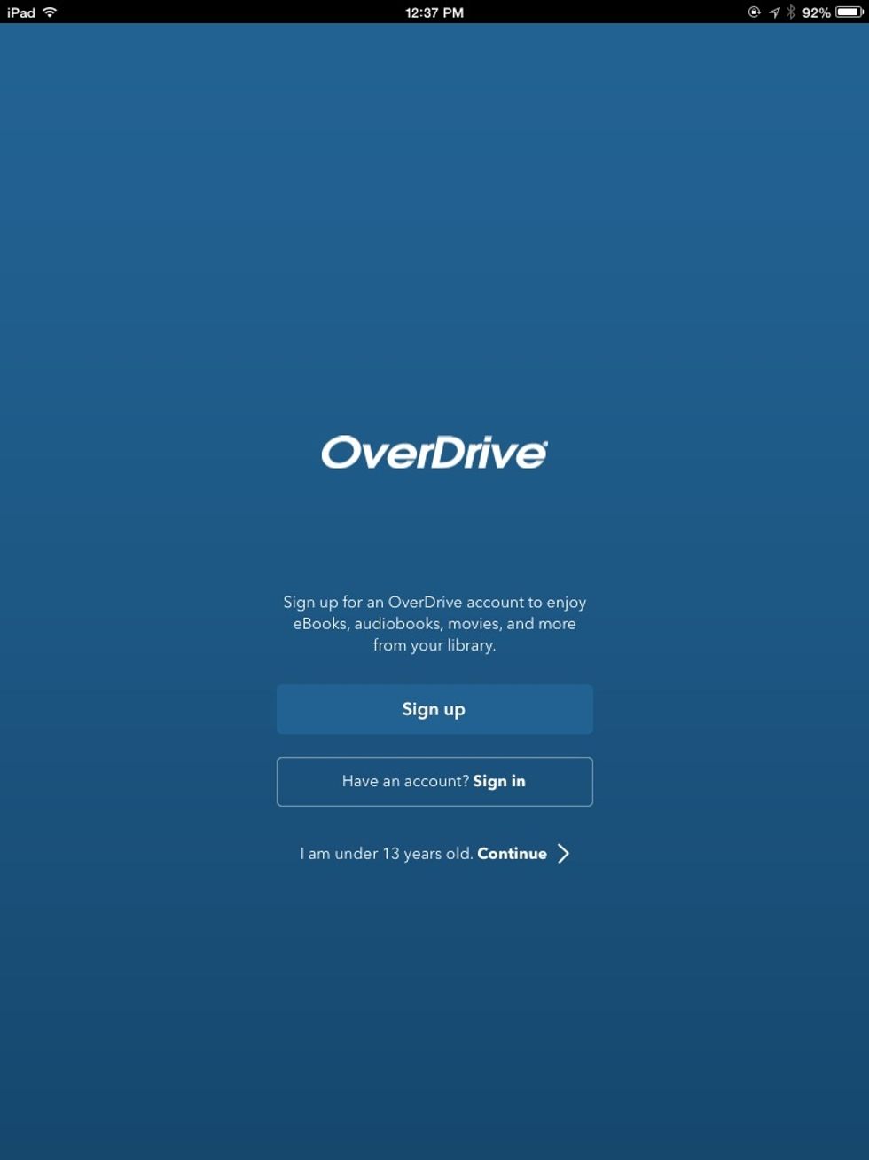 Overdrive asks you to create an account.