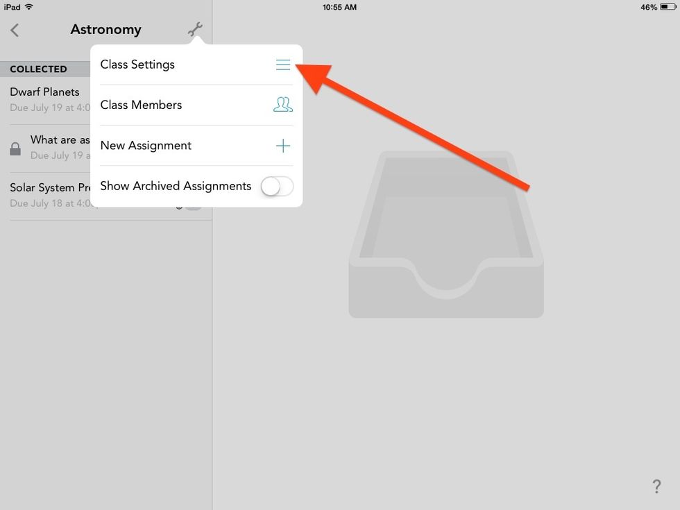 OWNER TEACHER OF CLASS: Tap on the class settings