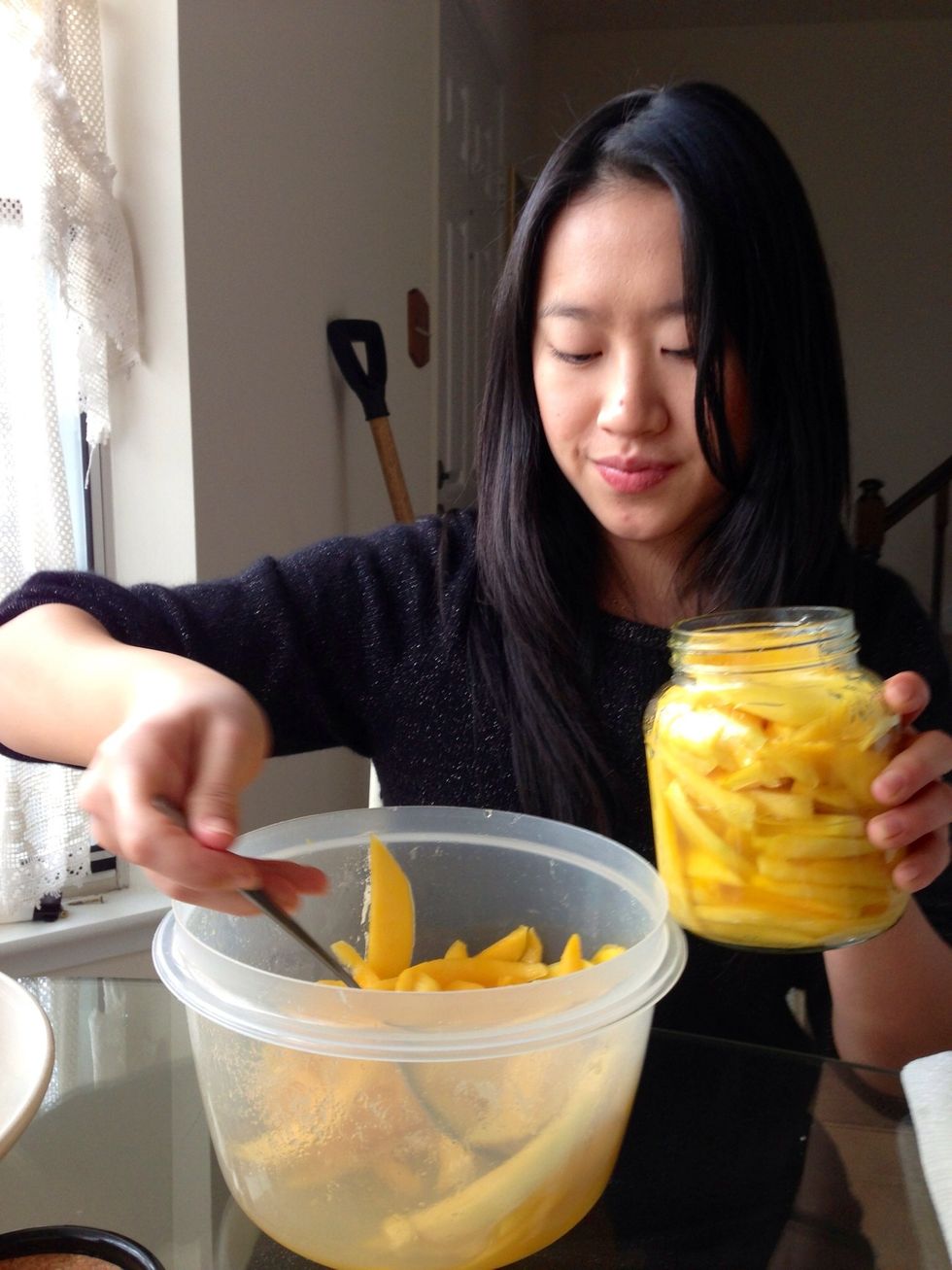 Pack in mason jar. Don't forget to pour in liquid. That's the best part!