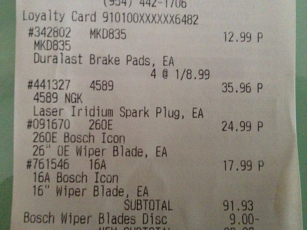 Paid $12.99 for brake pads from a parts store with a lifetime warranty