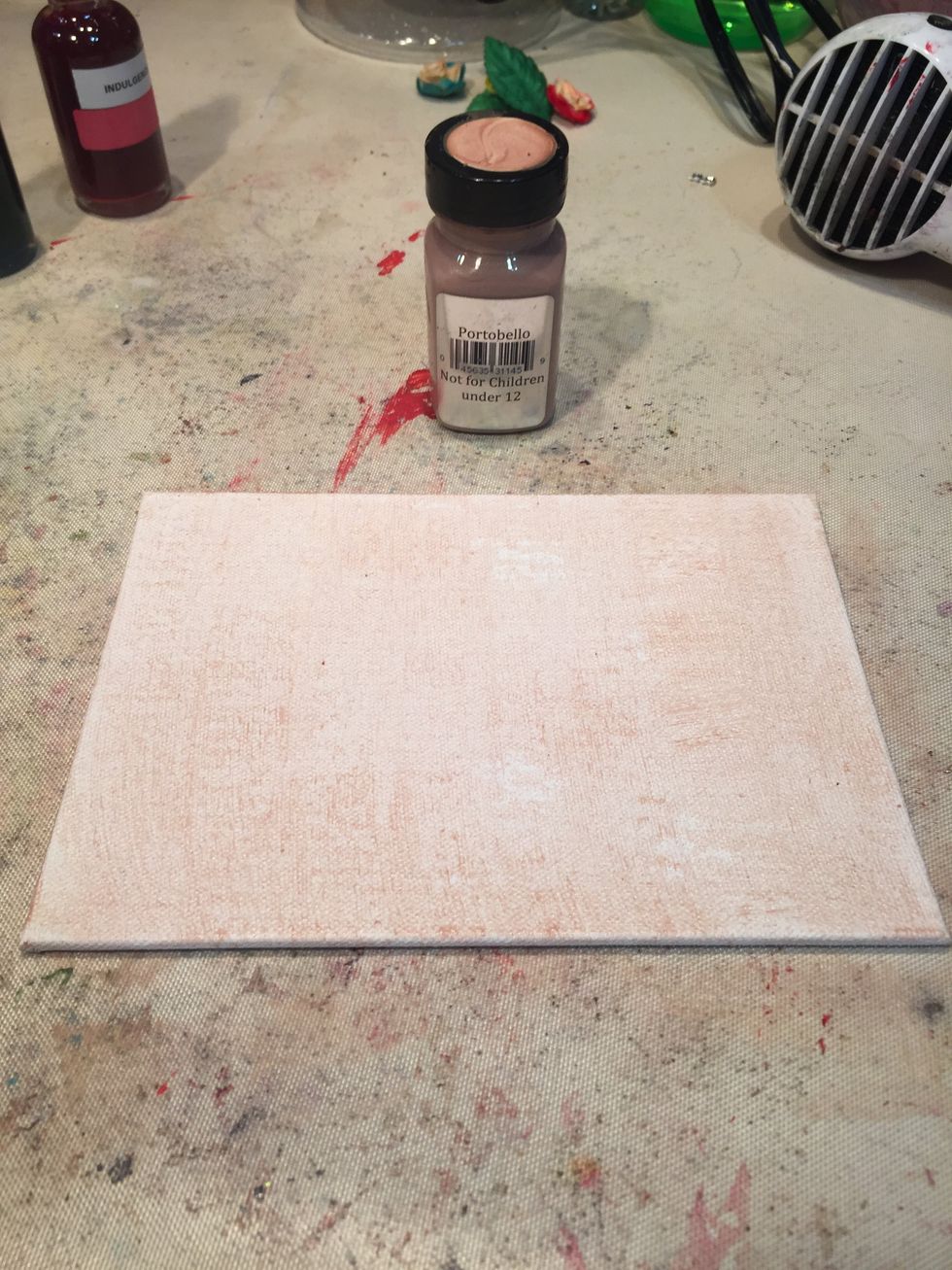 Paint a 5x7 prepped canvas panel with Portobello.