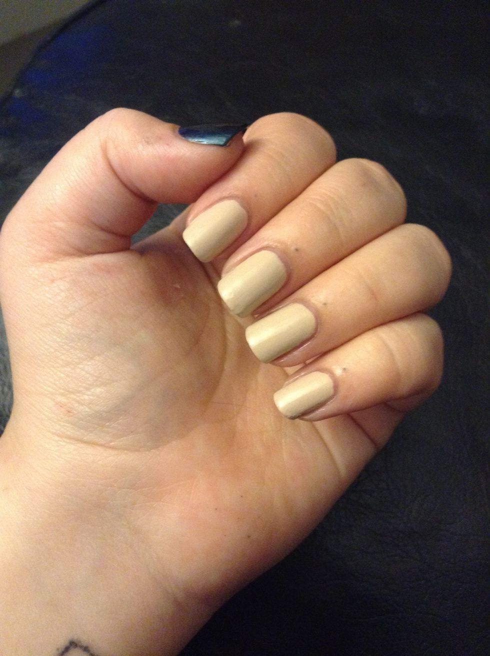 Paint a base coat, and a base color. Your base color should be the lighter of your two polishes.