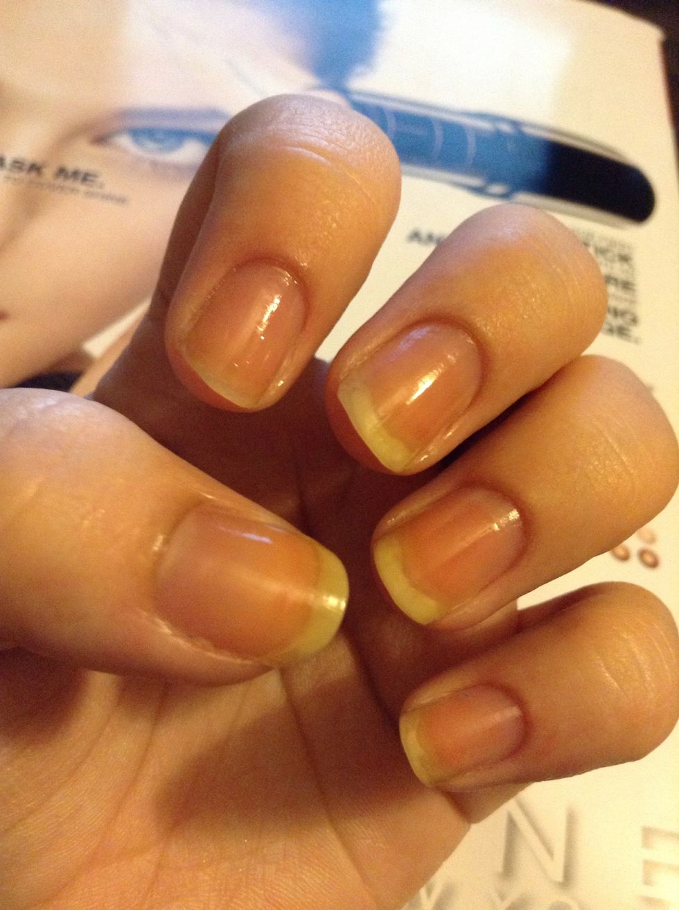 Paint a base coat. If you're going to paint a nude polish, do it after your base coat and wait for it to dry completely.