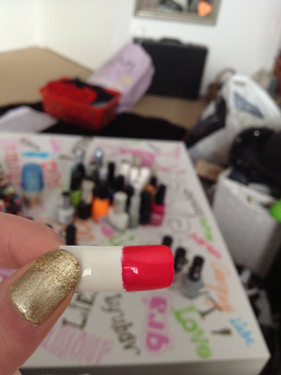 Paint about half of the nail