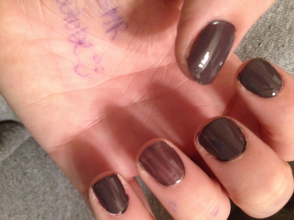 Paint all other nails a second or even third coat. Keep your accent nail at one coat.