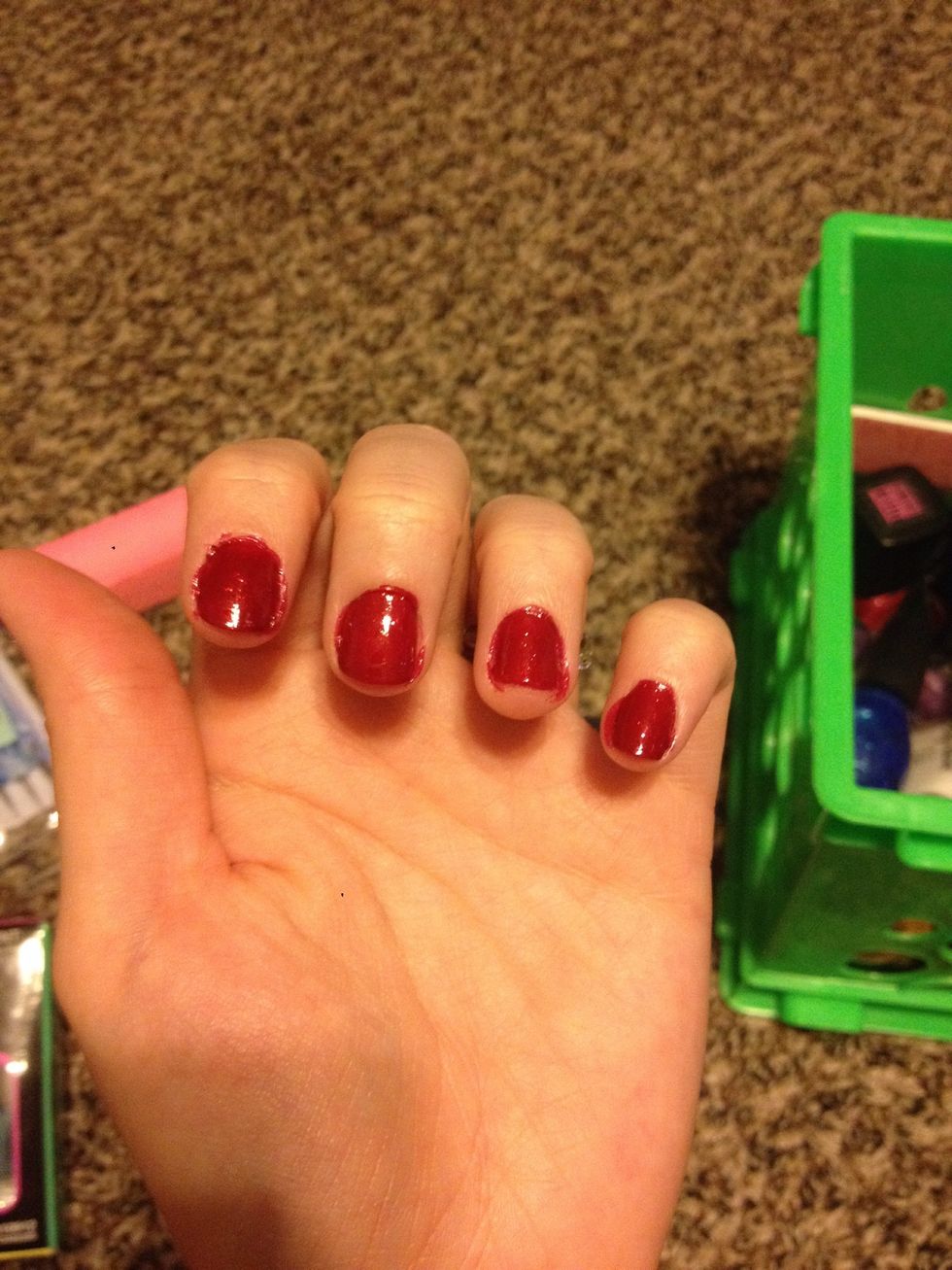 Paint all your nails with about 2-3 coats