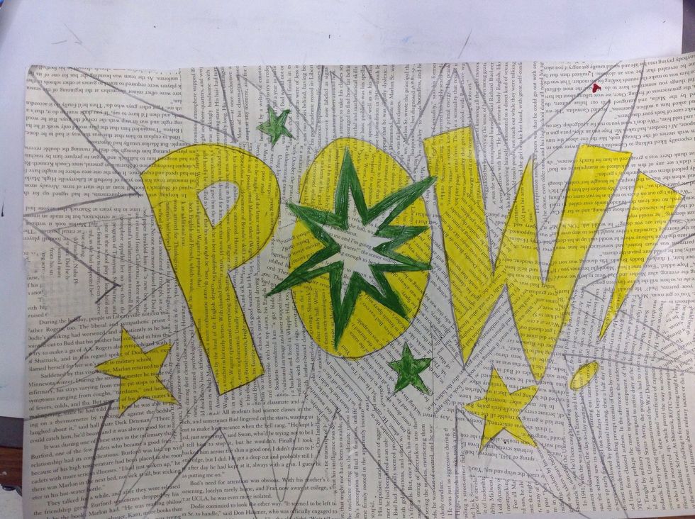 Paint each section a different color. Keep the center section around the words black to add emphasis to our focal point.