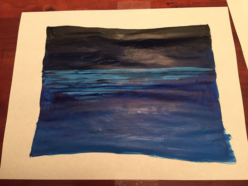 Paint highlight ripples across your paper and about halfway down your paper.