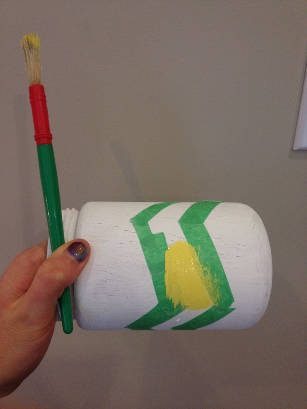 Paint in between the prices of tape. Blow dry afterwards.