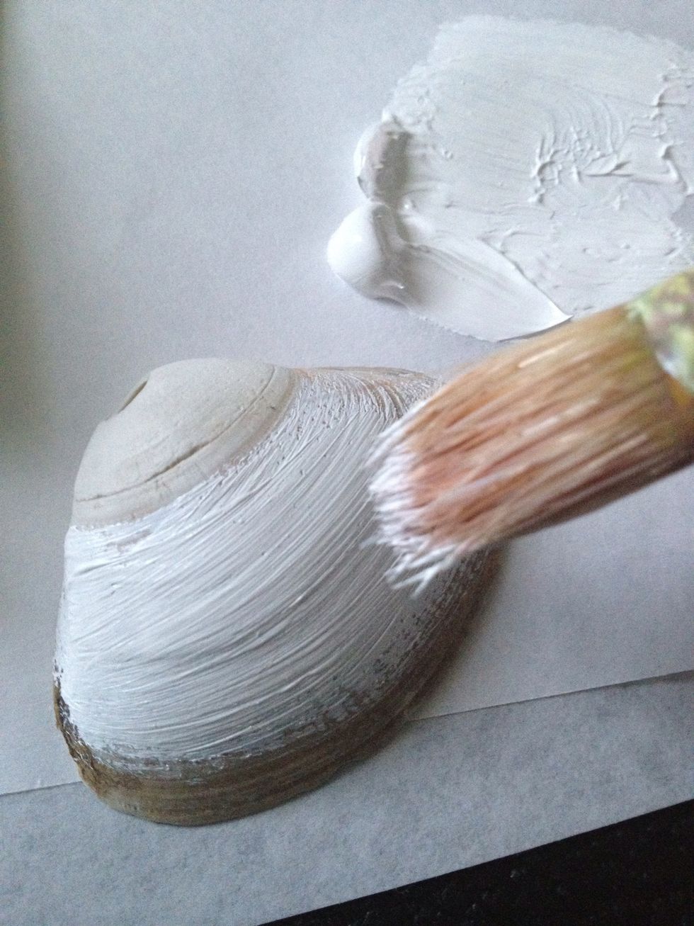 Paint in the natural direction of the shell's shape.