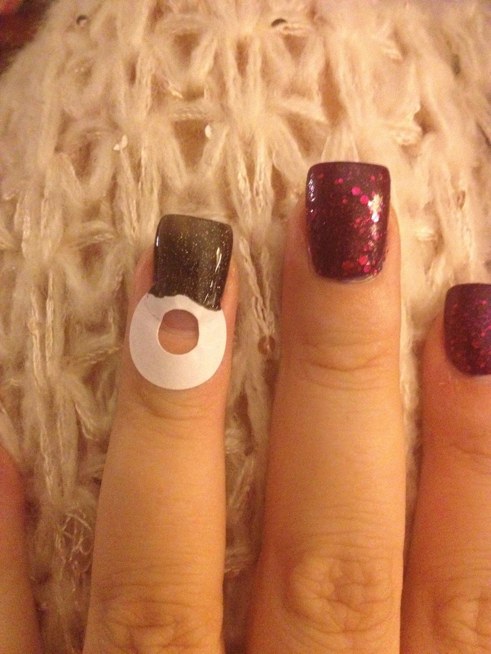 Paint nail area above sticker with black nail polish!