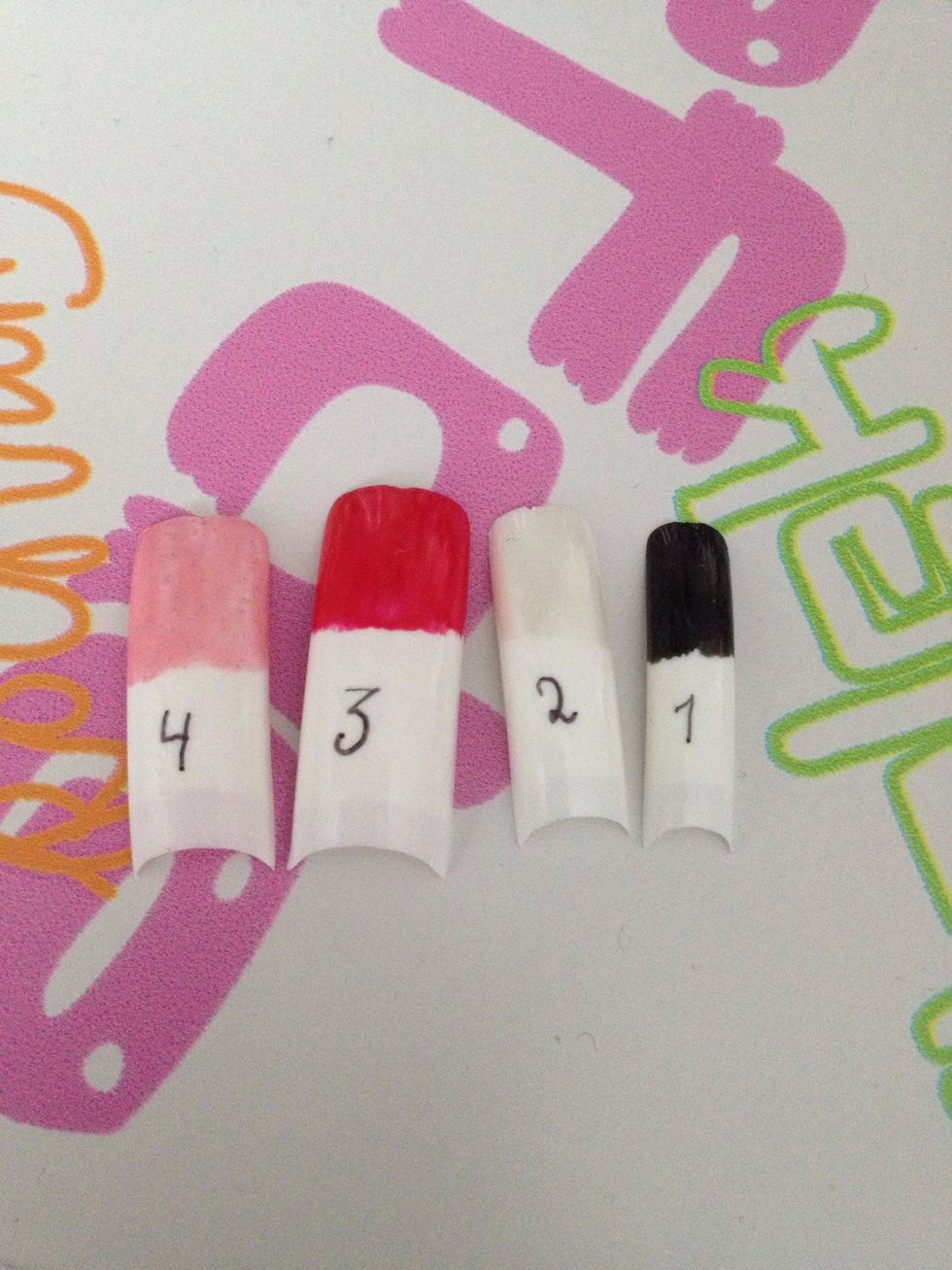 Paint numbers on the half without nailpolish