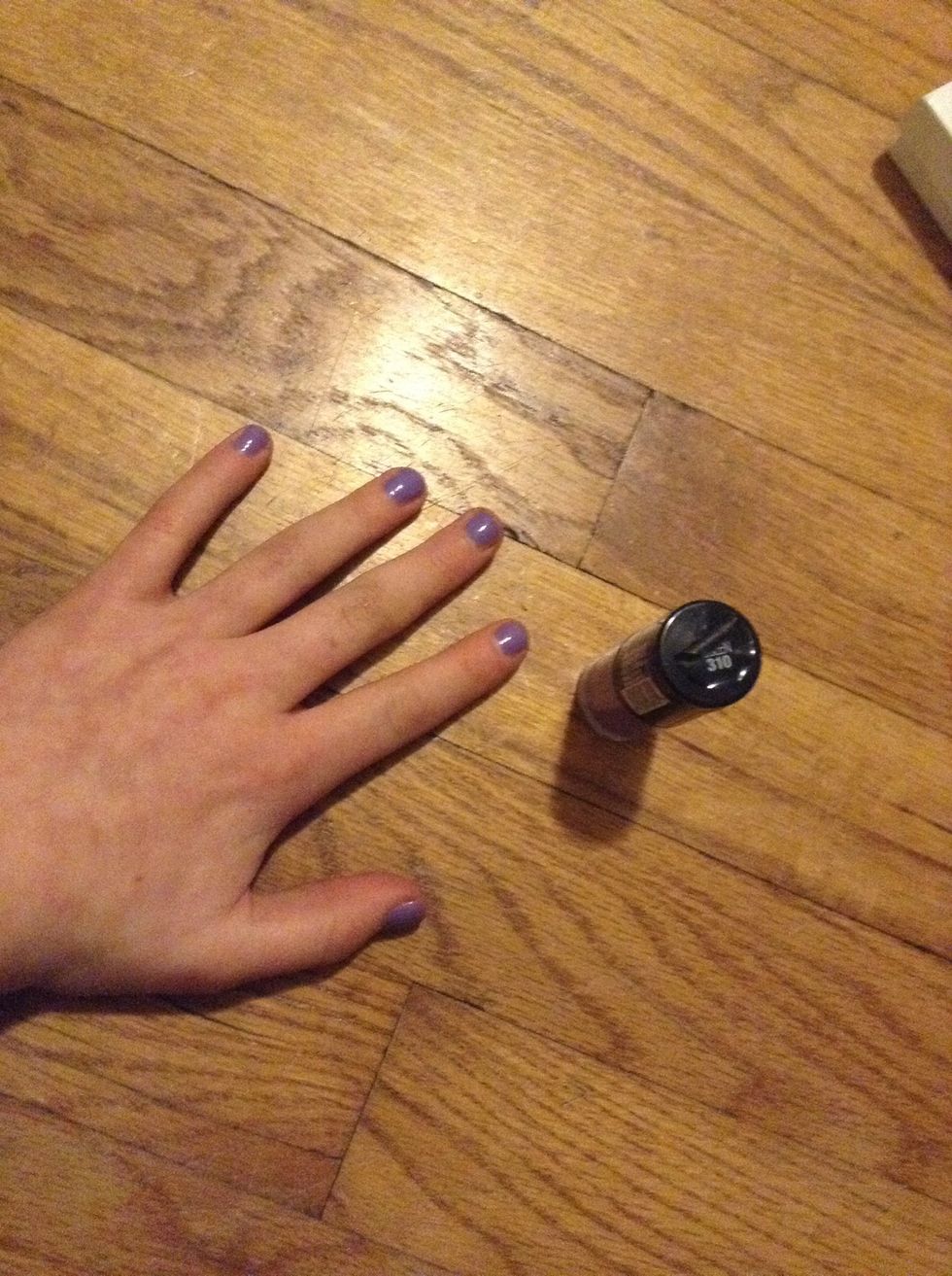 Paint one coat of clear polish evenly on every nail. I used Maybelline Color Show #310 Iced Queen.