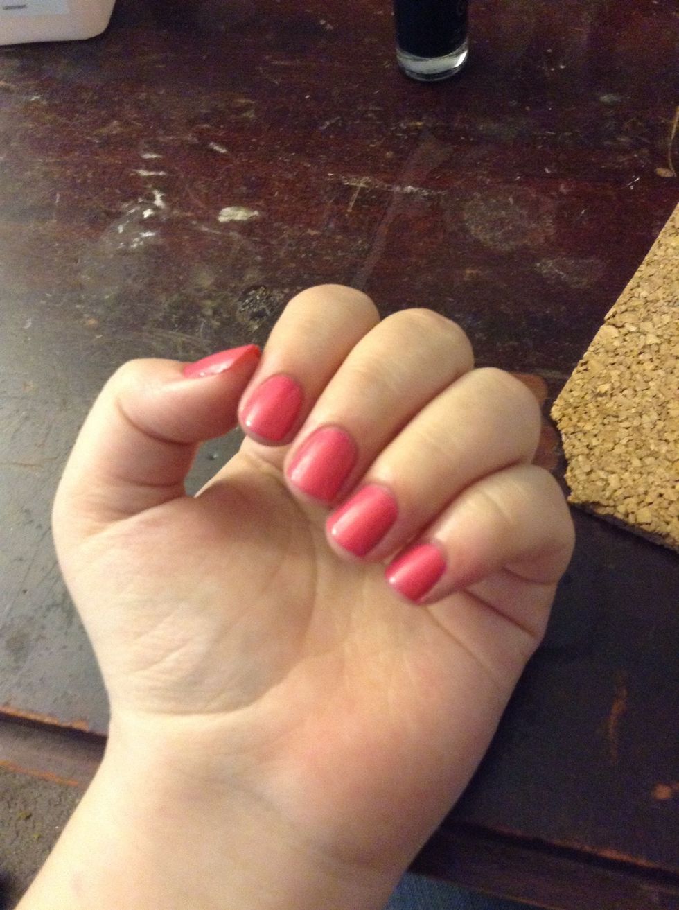 Paint one or two coats of your lighter color. In my case, pink.