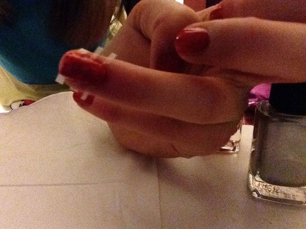 Paint over top of your ring fingers using red.