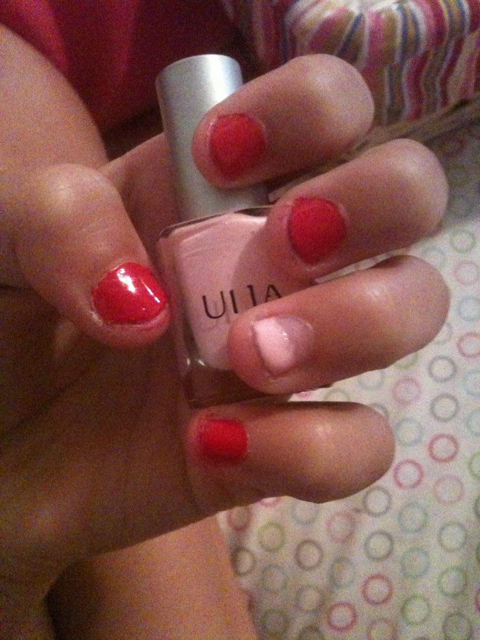 Paint pink half way up ring finger