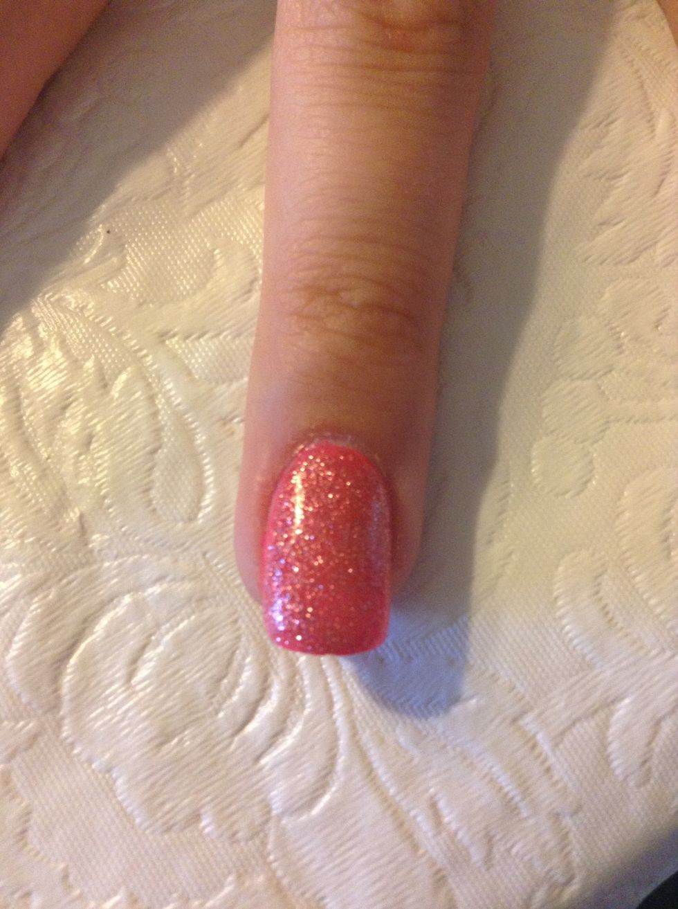 Paint ring finger with glitter paint as an accent piece.