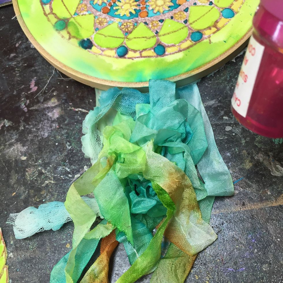 Paint, scrunch and dry your ribbons