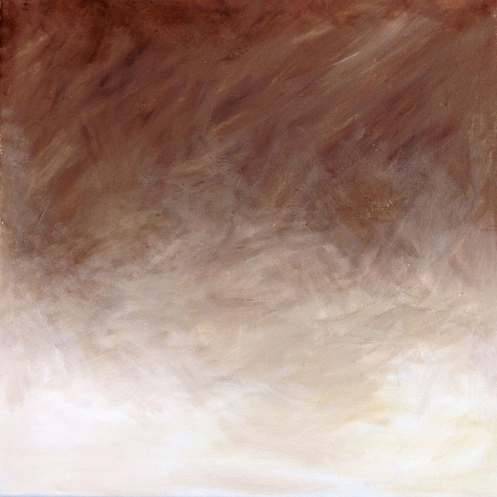 Paint the background a neutral colour, going dark to light from the top to the bottom.  Wait for the background to dry.