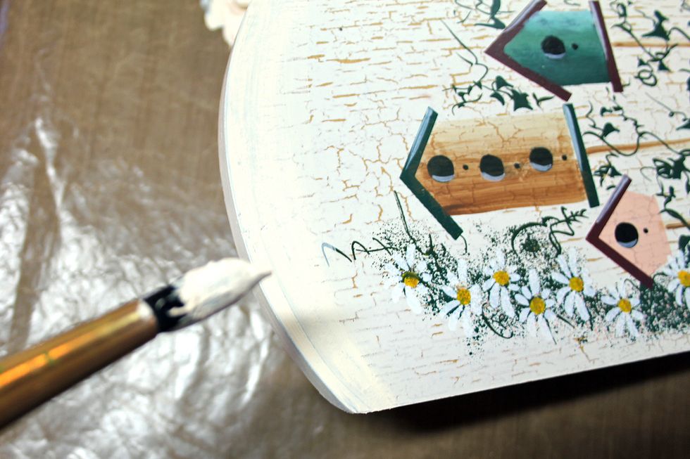 Paint the edges and top portion of the pieces.