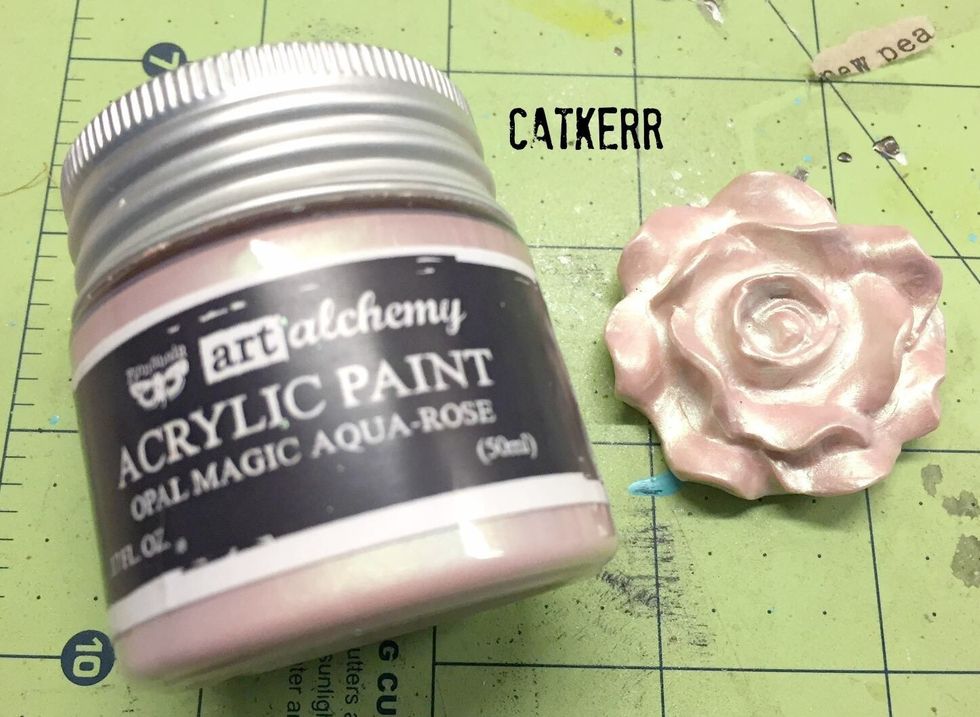 Paint the flower. Using Finnabair metallique acrylic paint