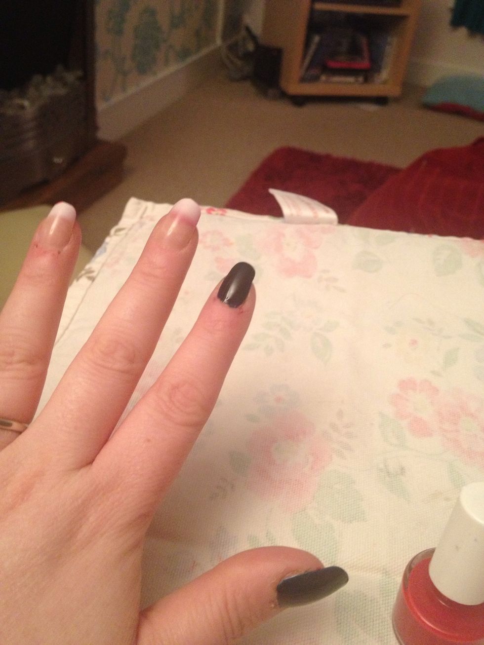 Paint the front of nail with dark colour I'm using dark navy