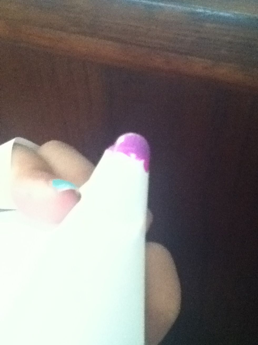 Paint the tip. Your paper is there to help keep a nice clean edge.