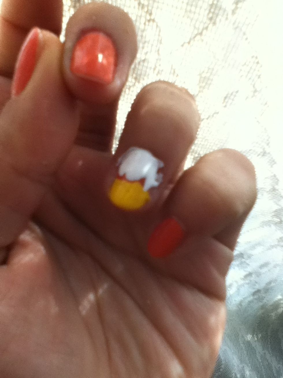 Paint the top of your nail with white and the bottom yellow