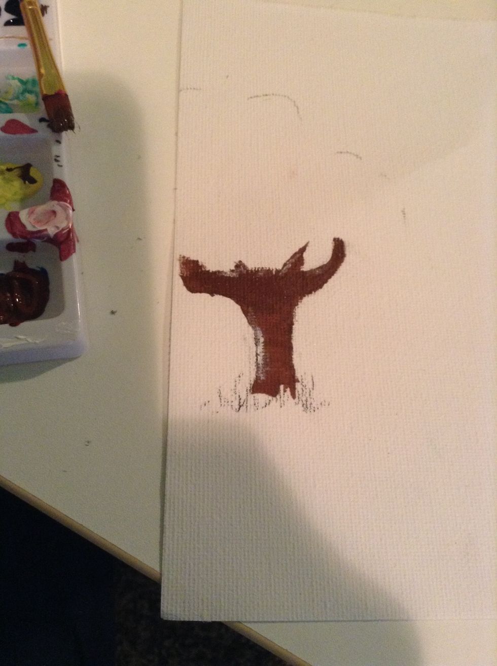 paint the trunk and add a little bit of highlights. well do more to it later