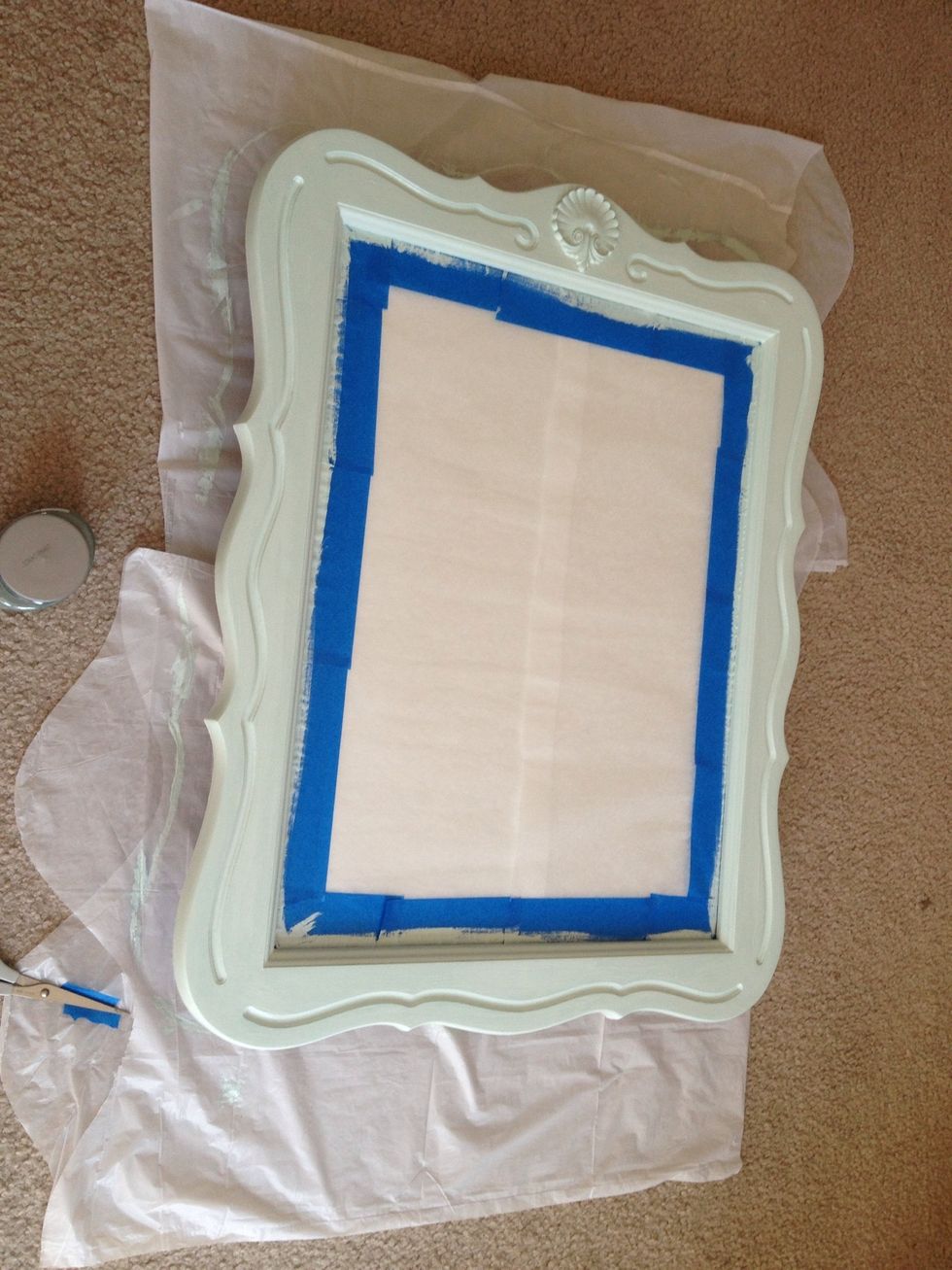 Paint the whole thing. Let it dry completely before the 2nd coat. You may need 3 coats.