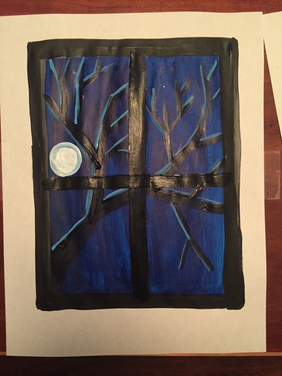 Paint the window panes by using value 7 (black) to paint a "T".