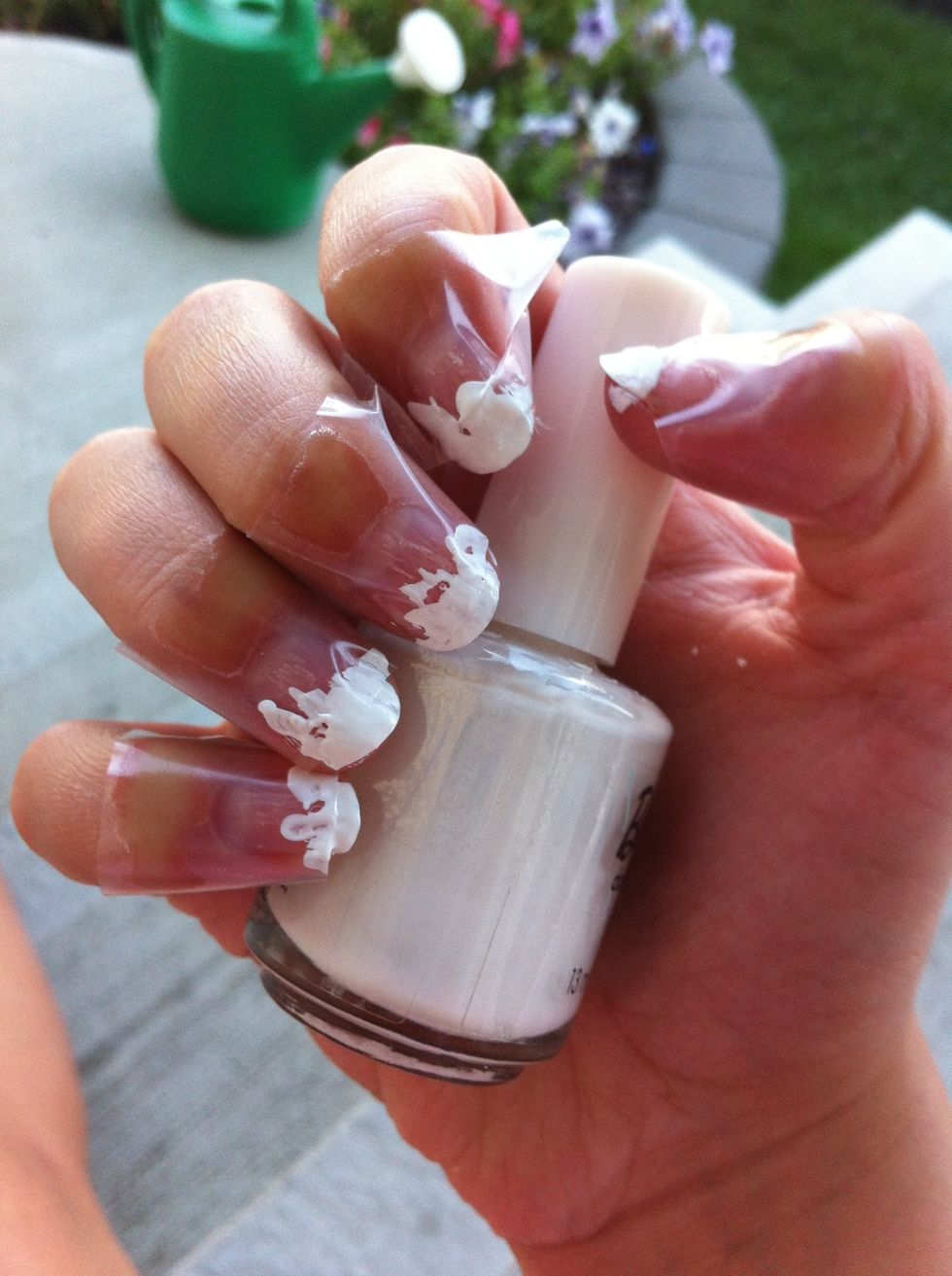 Paint tips with white paint.