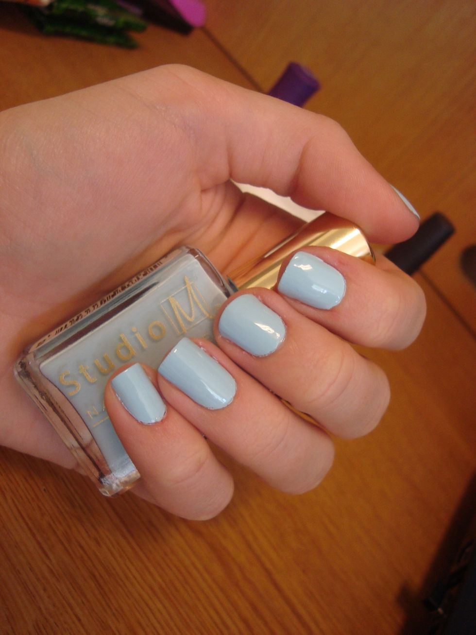 Paint two coats of your base color. If you use a pastel color, I would suggest doing the first coat thin and the second a little thicker. Pastel colors can be really weird!