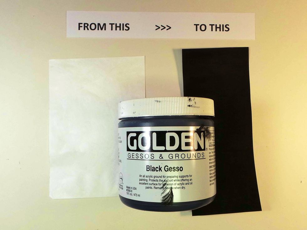 Paint Tyvek black using paint or gesso