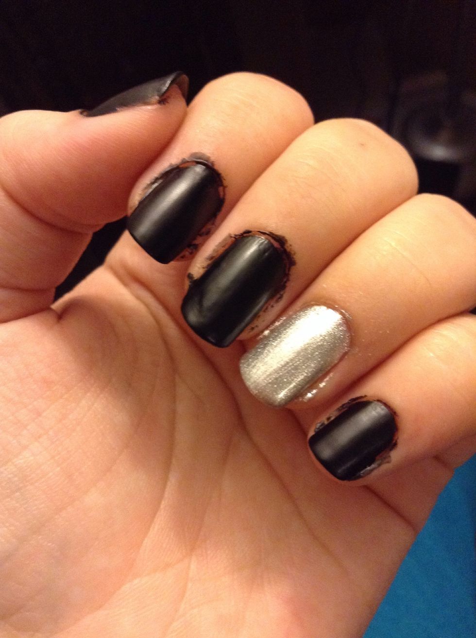 Paint whatever base color you want. I did a matte black, and silver for an accent.