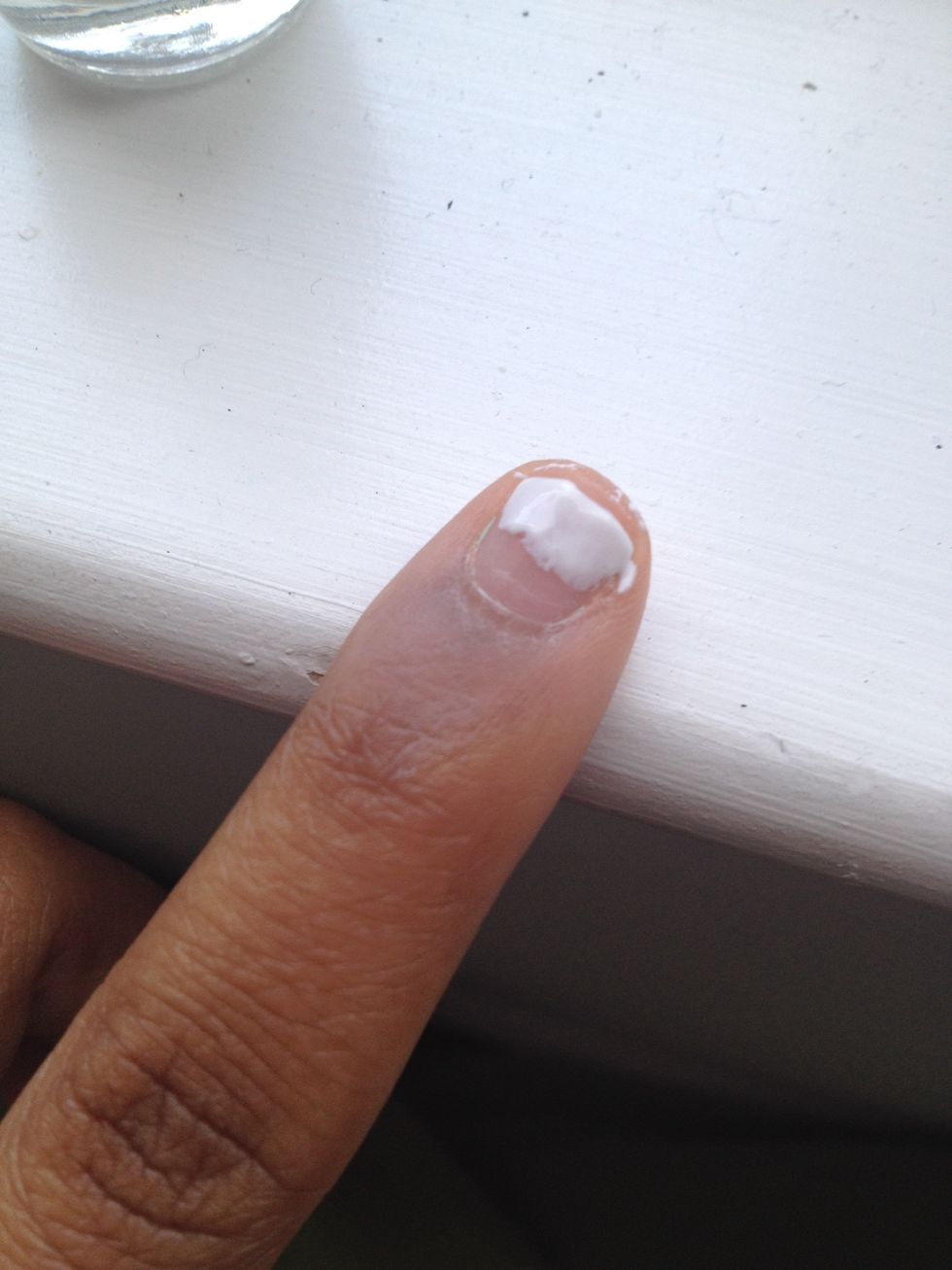 Paint you tips the color you chose for your tips over the clear. Doesn't have to be perfect