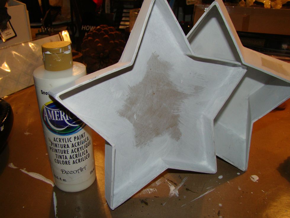 Paint your entire box with white acrylic paint. I gave it two coats.