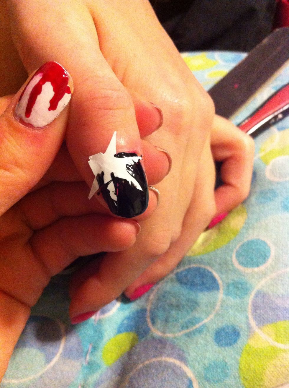 Paint your nail as shown with the other color