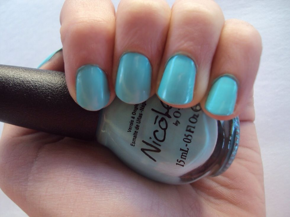 paint your nails a light blue and let dry