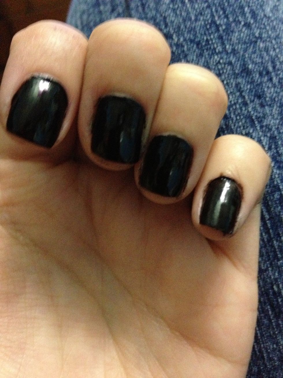 paint your nails black. i put two coats on but whatever you prefer.