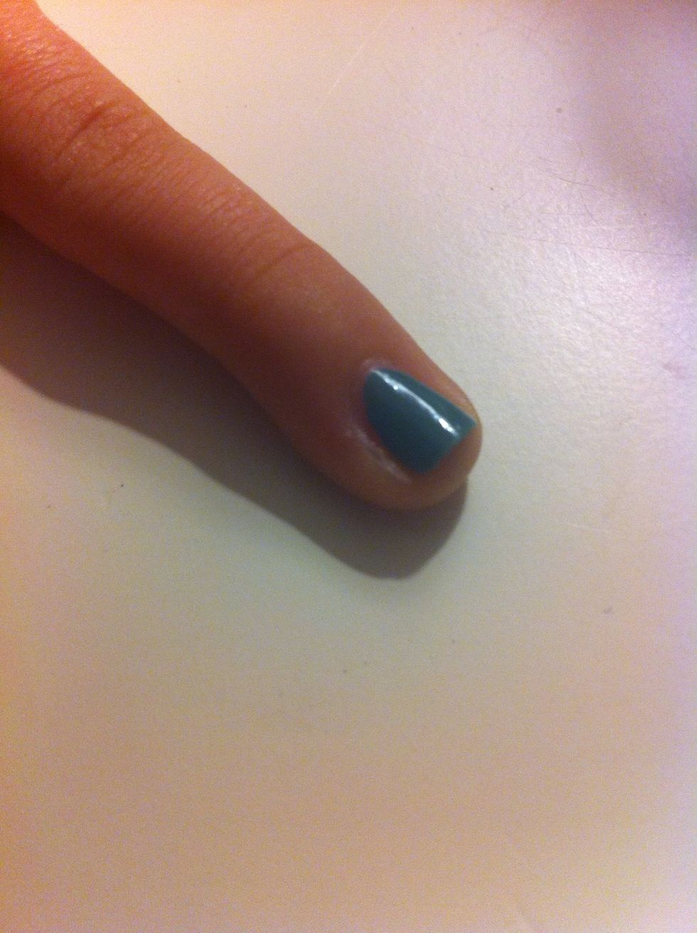 Paint your nails like regular (my nails are ugly I know haha) make sure not to put the clear on like you normally would