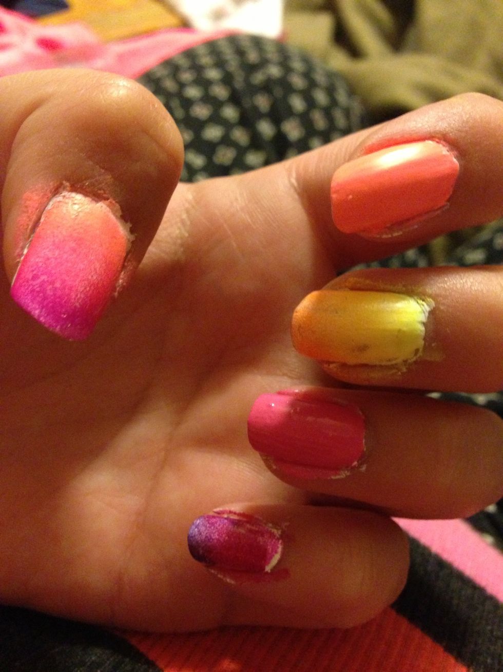 Paint your nails whatever color(s) you want. I usually do a mixture of different colors.