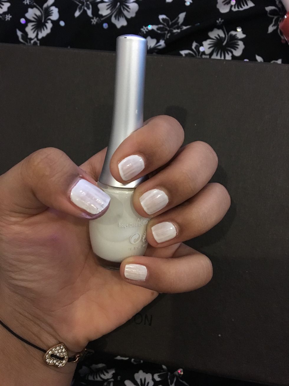 Paint your nails white. This is the first coat