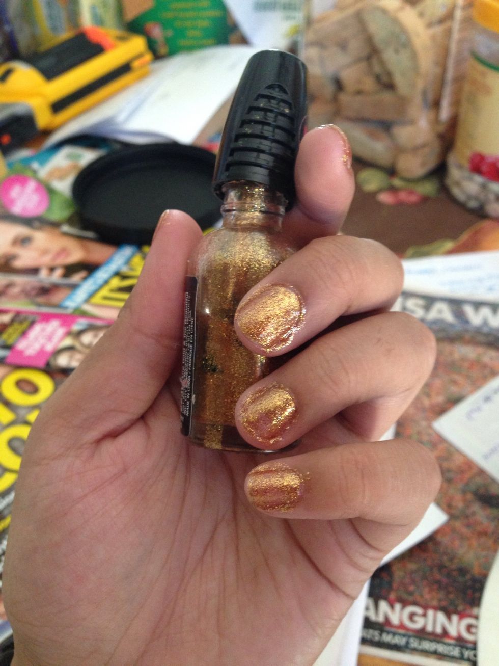 Paint your nails with the lighter color once your base coat dries.
