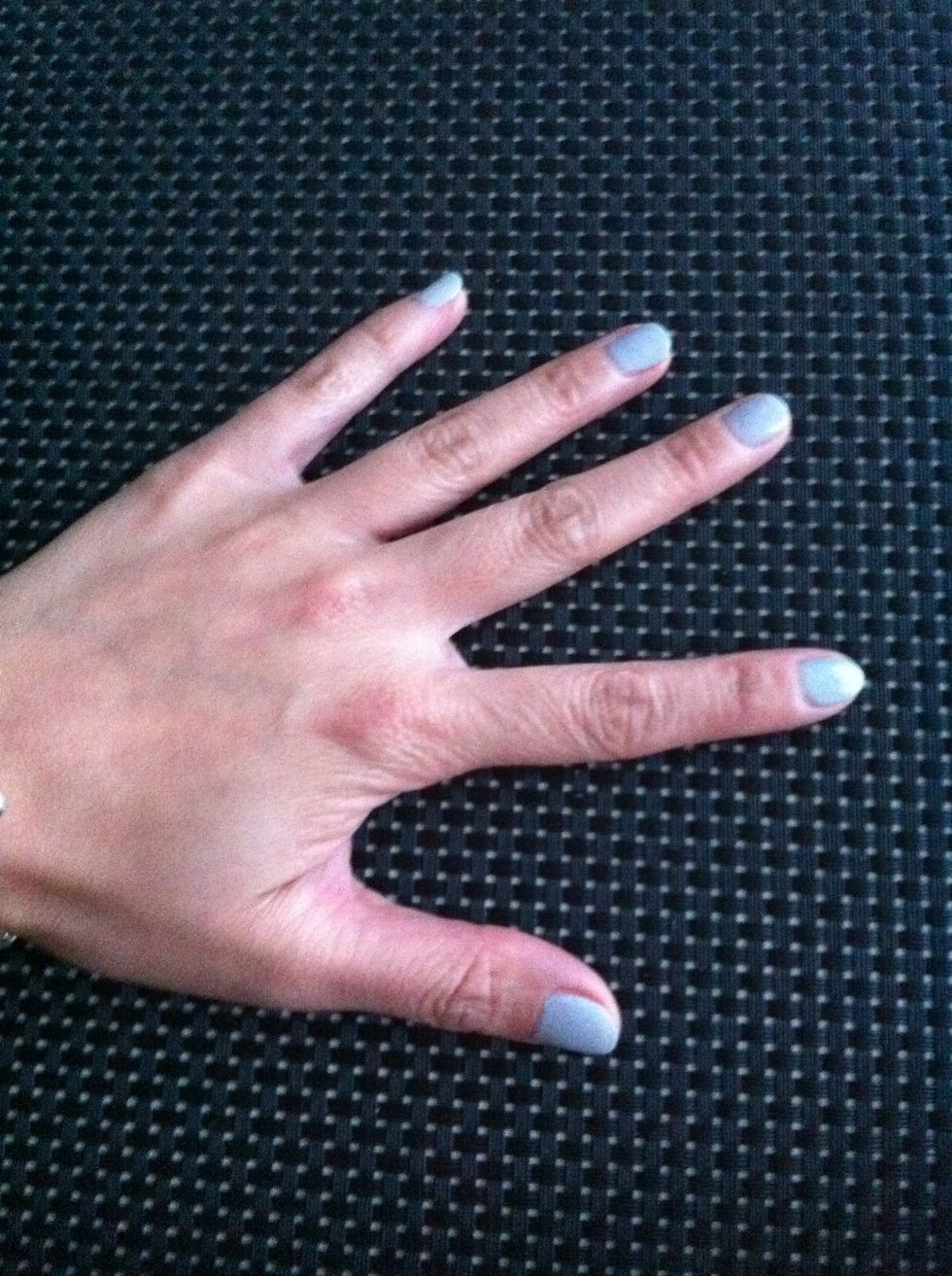 Paint your nails with the white nail polish. Mine has a grey shade, so its not totally (snow)white :).