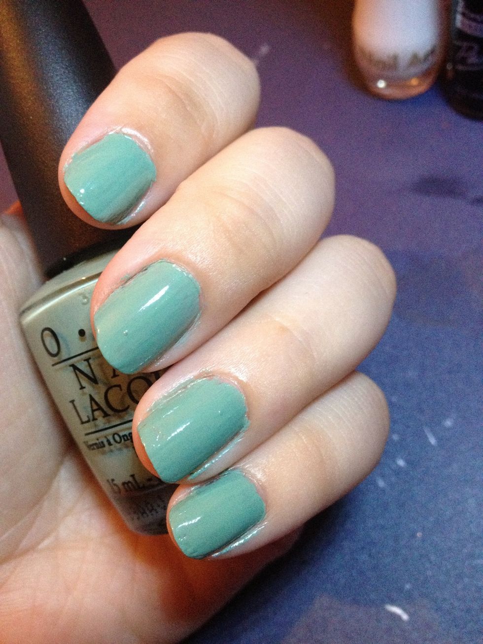 Paint your nails with your base color. This is OPI Mermaid Tears